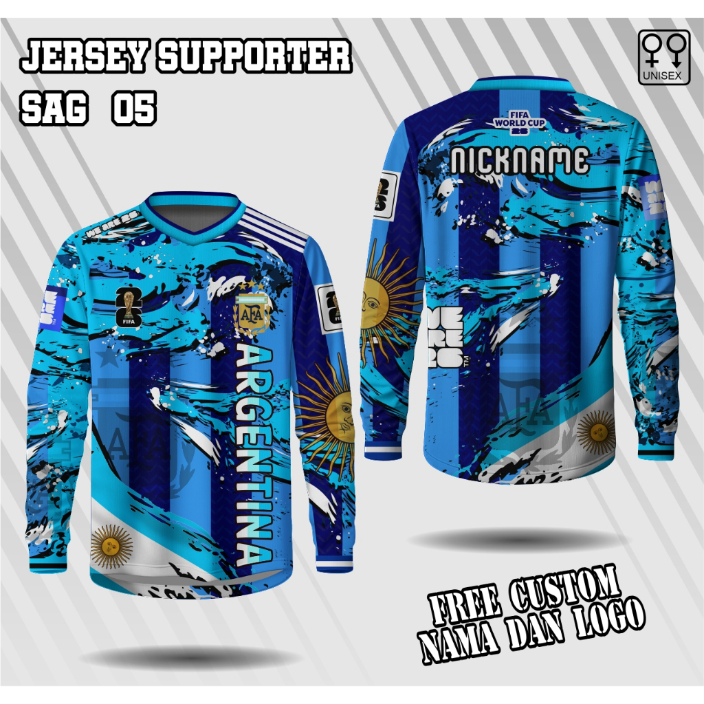 jersey argentina piala dunia 2026 lengan panjang baju bola pildun 2026 argentina fans kaos suporter 