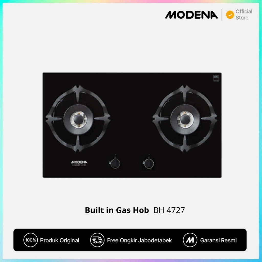 Modena BH 4727 Kompor Gas Tanam 70cm 2 Burner Italian Burner
