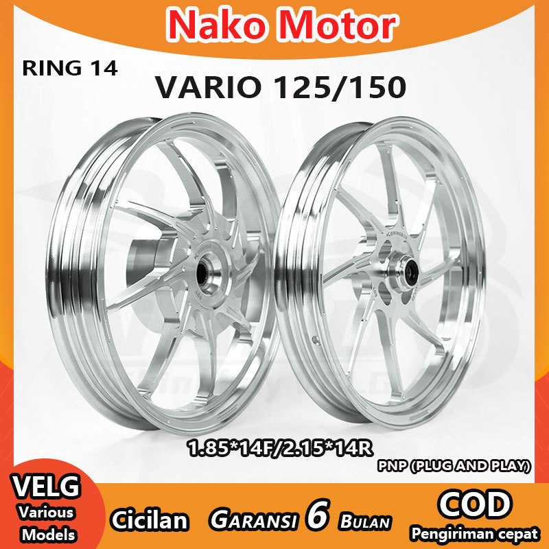 VELG RING 14 PALANG 8 Untuk Vario 125/150 ORIGINAL BIKINGBOY CNC Ukuran 185*14 215*14 PNP (Plug And 