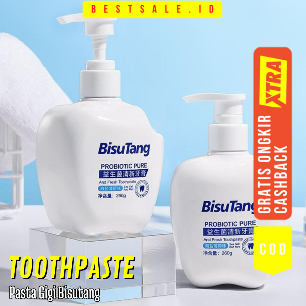 Bisutang Pasta Gigi Rasa Sea Salt Mint Anti Kuning - Odol Pemutih Gigi - Baking Soda Whitening