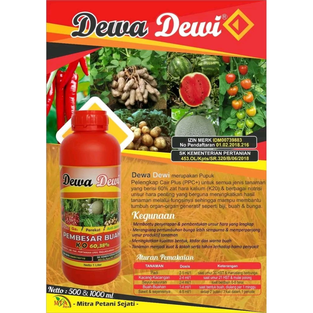 Pupuk Kcl Cair Dewa Dewi 1 Liter