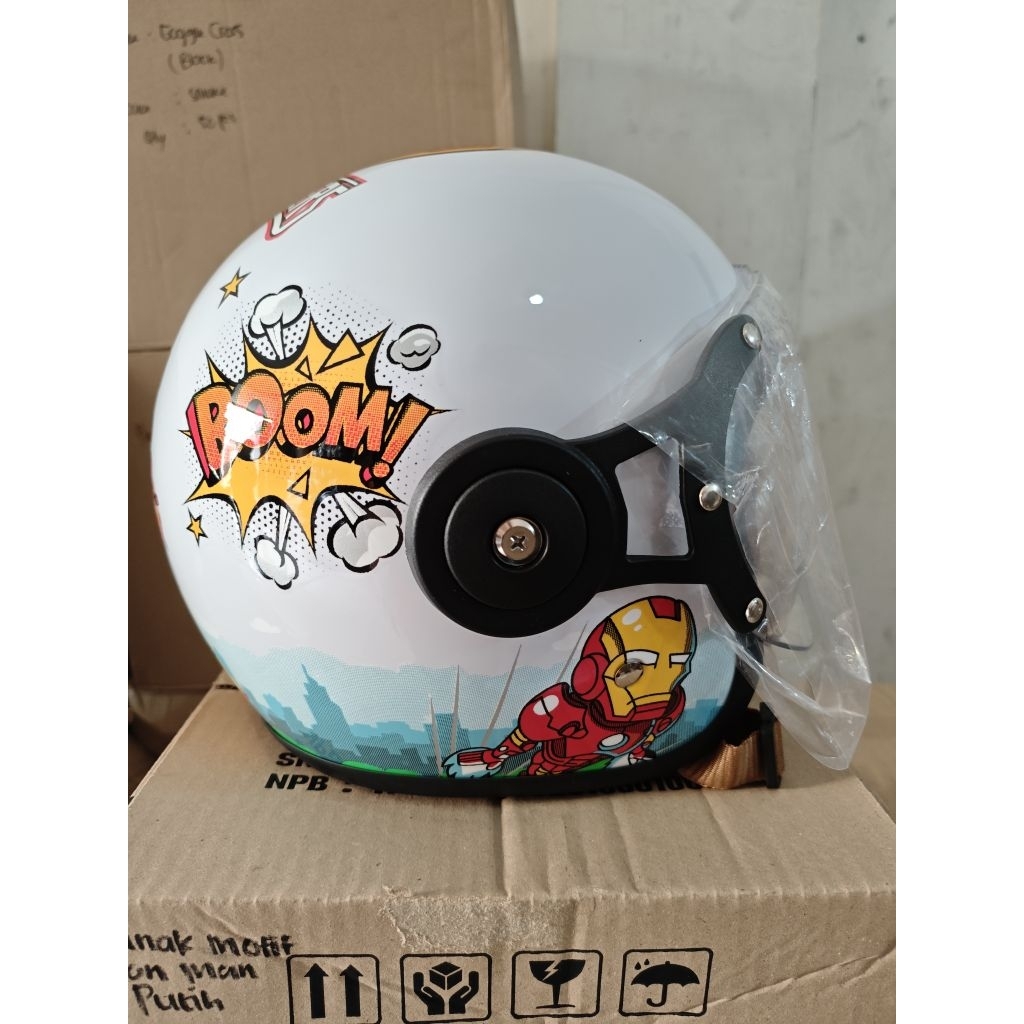 Helm Anak Pilot SNI Motif Retro Lucu Laki Perempuan Usia 2-10 Tahun