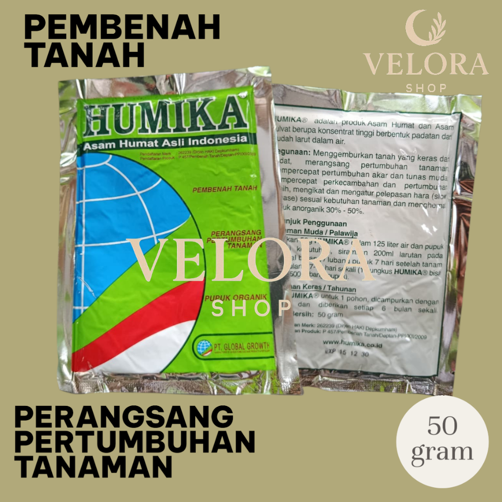 TERLARIS  Asam Humat HUMIKA isi 50 Gram  Pupuk Organik Asam Humat Pembenah tanah/ PENGGANTI SUPERSOI