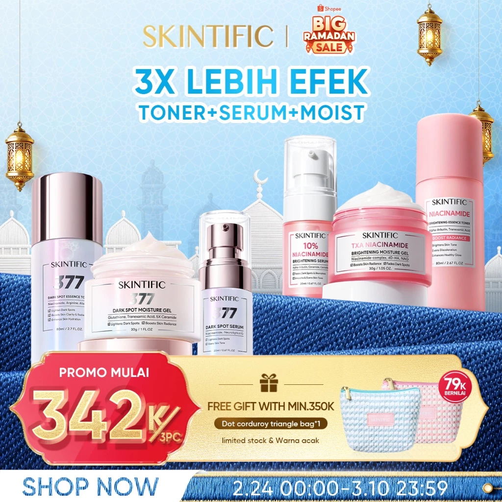 SKINTIFIC - 3PCS Skincare Set | Glowing Trio Serum+Moisturizer+Toner 3IN1 377 Dark Spot Brightening 