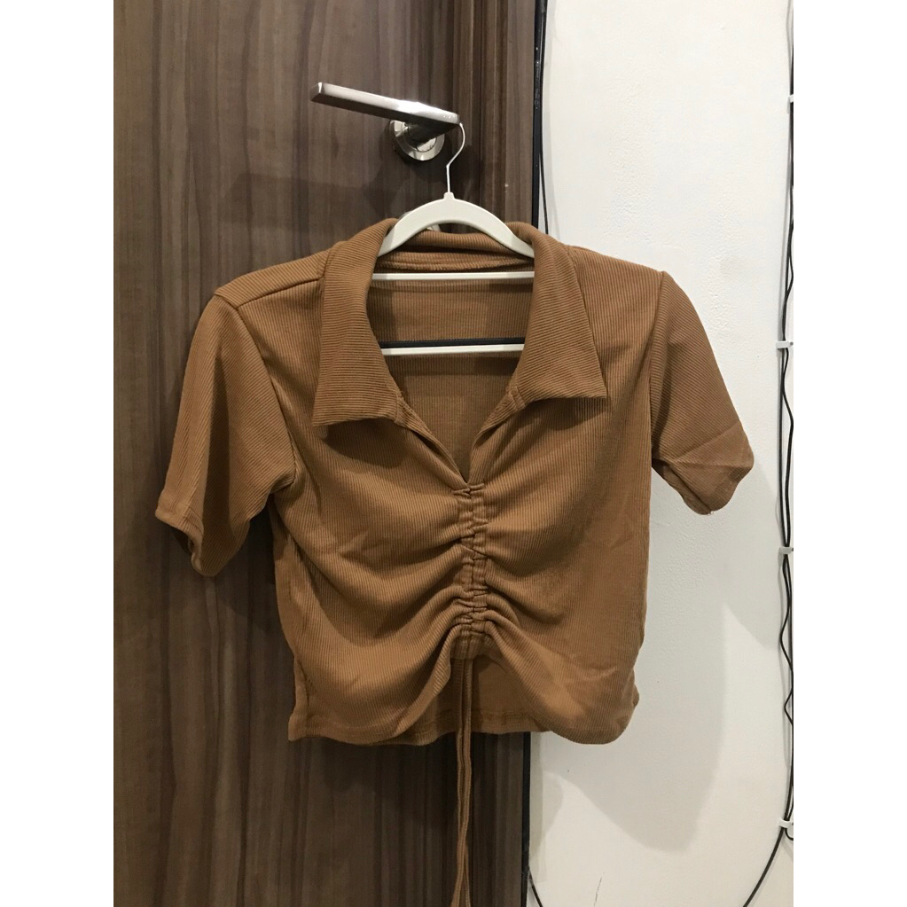 BAJU COKLAT TALI CROP TOP
