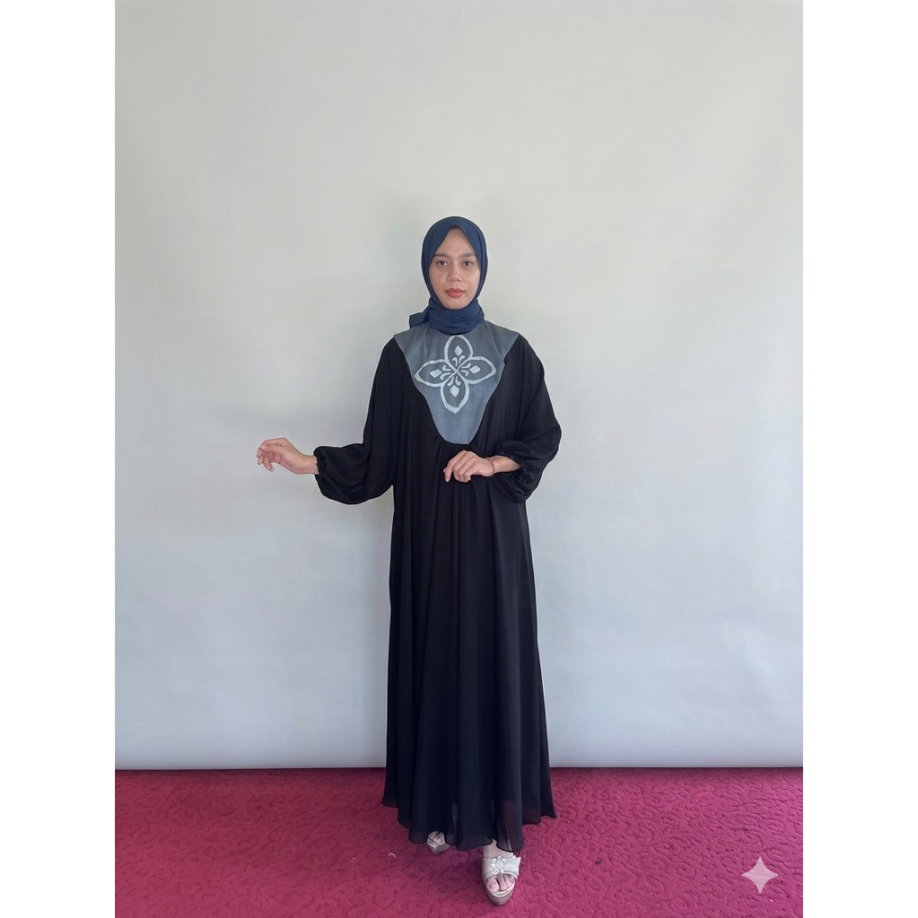Dress Mixs batik model kaftan bahan sifon Mixs