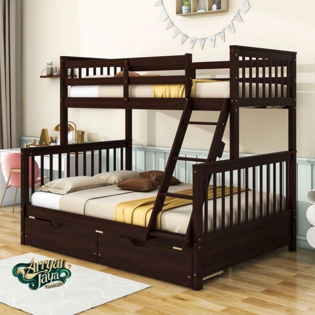 tempat tidur tingkat kayu minimalis, ranjang susun