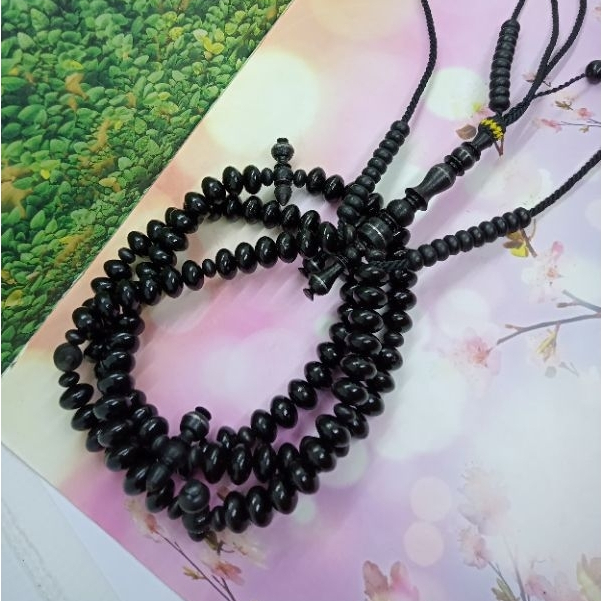 tasbih Tijani Yuser black full benang rajut C66