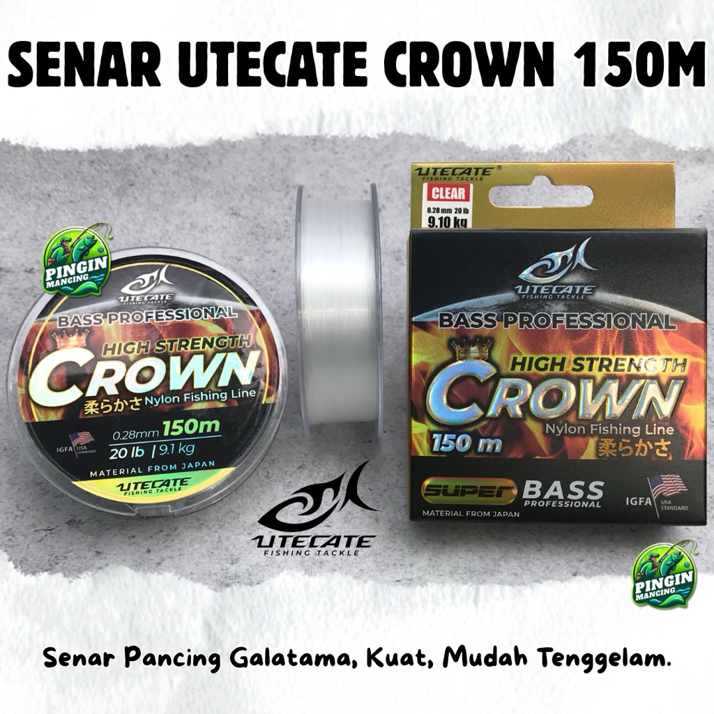 Senar Pancing Kuat Anti Keriting Mudah Tenggelam Warna Putih Panjang 150 Meter Utecate Crown