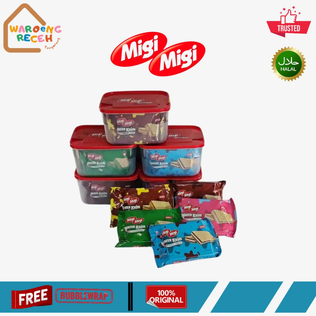[FREE CONTAINER] Migi Migi 2000 Wafer Krim Chocolate Strawberry Keju Cocopandan Vanilla 1 Box isi 10