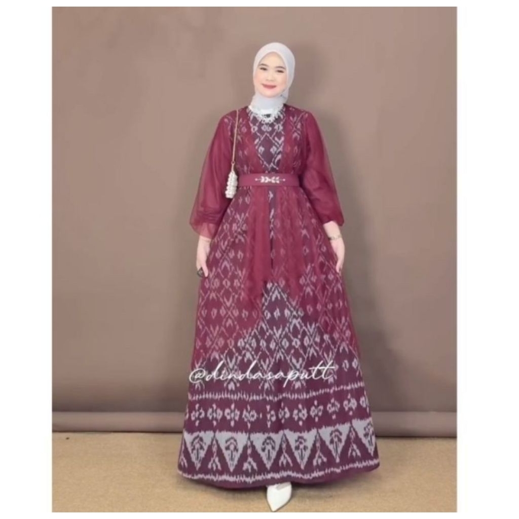 baju tenun terbaru motif lombok merah super premium mewah