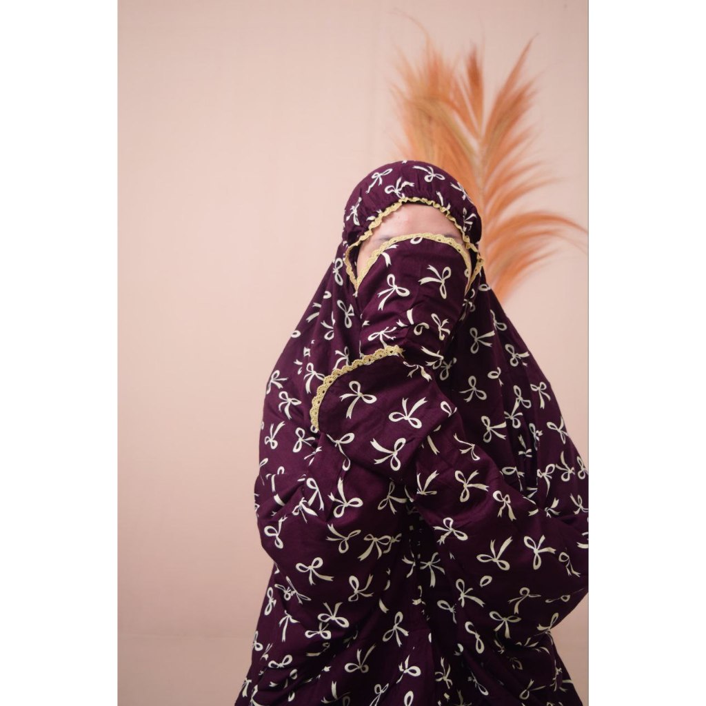 Mukenah Terusan Rayon Premium Mukena All Size Tali Karet Ring Cincin Motif Cantik