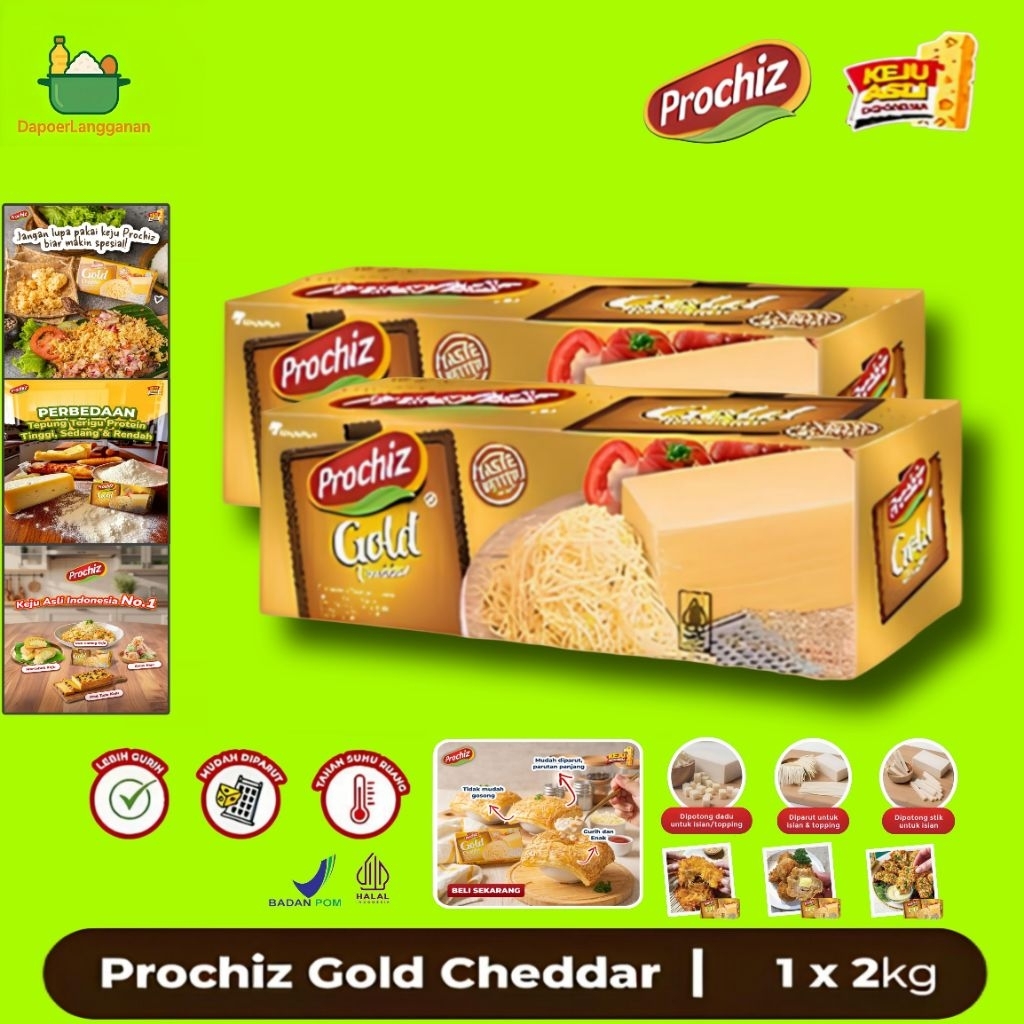 PROCHIZ GOLD 2KG -  Prochiz Gold Cheddar 2kg Keju Cheddar