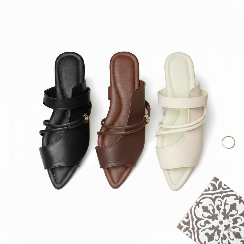 Sandal Flat Wanita Tali Brown | Flatshoes Wanita TaliTengah Permata | Jns shoes