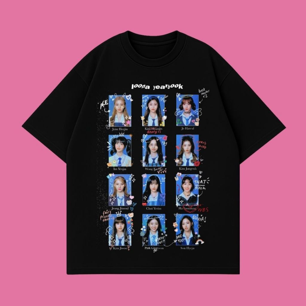 Resmora "Loona Yearbook" Black Oversized T-Shirt | Washing | Kaos Oversize | Vintage | Atasan | Kaos