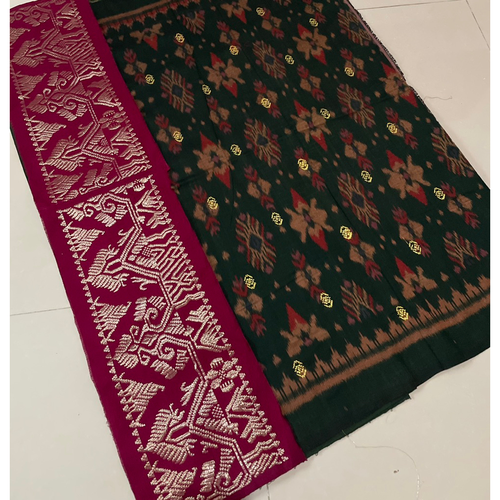 Endek alam dengan tumpal Songket Asli Cendana + Selendang