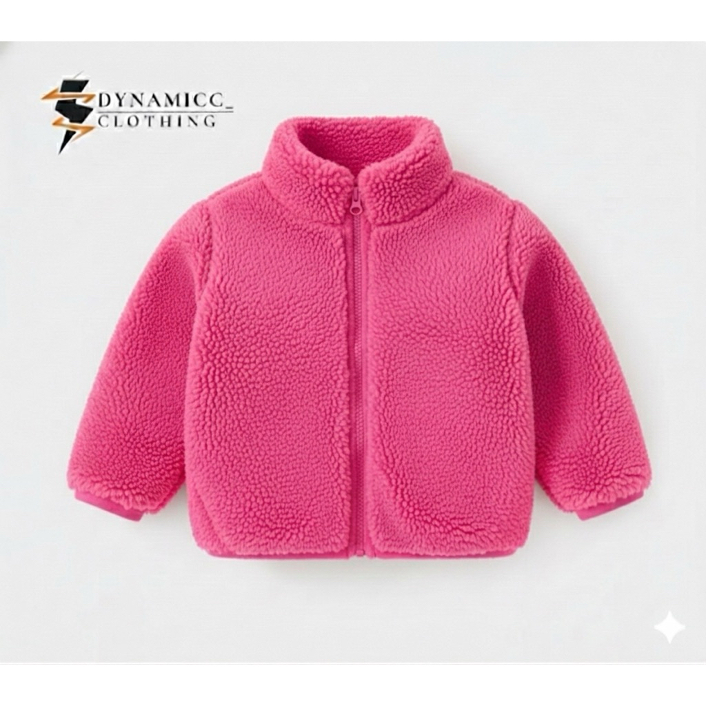 Jaket Bulu Sherpa Anak Model Kerah Resleting | Jaket Anak Bulu Sherpa Musim Dingin