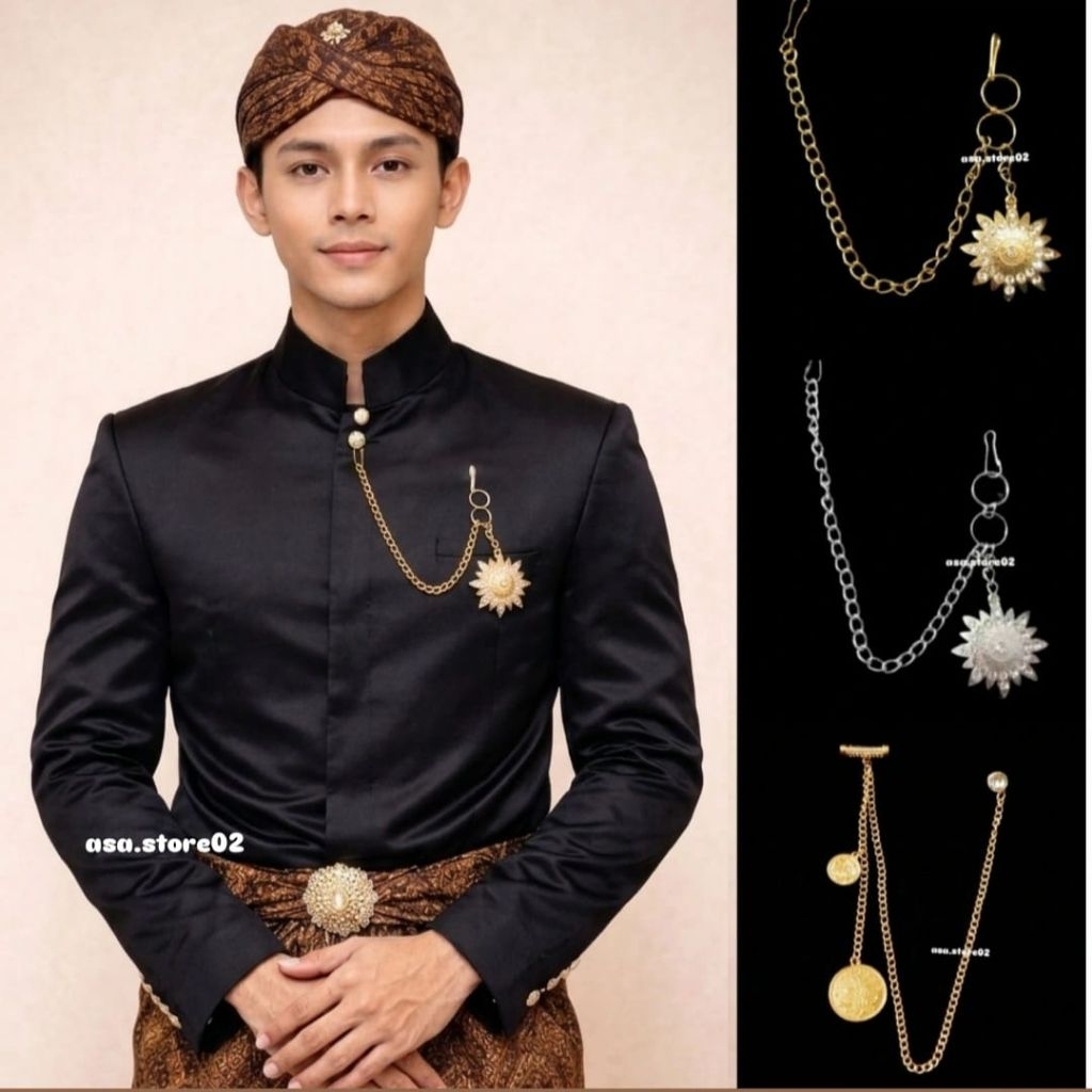 Bros Benggol Matahari Lapis Emas/Bros Beskap Untuk Jas Pria