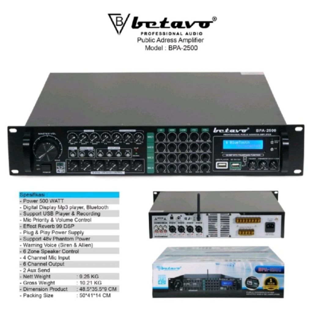 Power Amplifier Betavo BPA 2500 Public Address Amplifier Betavo BPA 2500 ORIGINAL