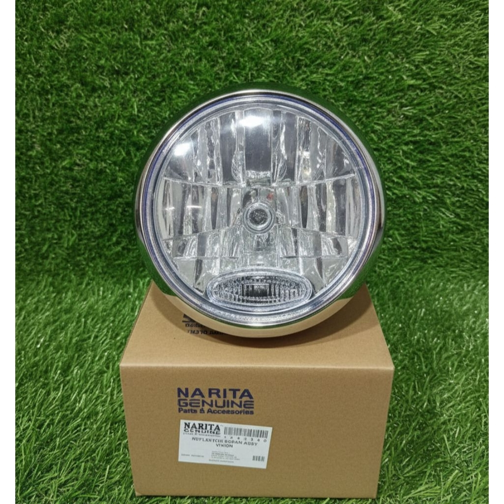 Lampu Depan RX King Peredam Bulat - Headlamp RX-King Variasi Bulat Plus Cover Hitam List Crom Presis