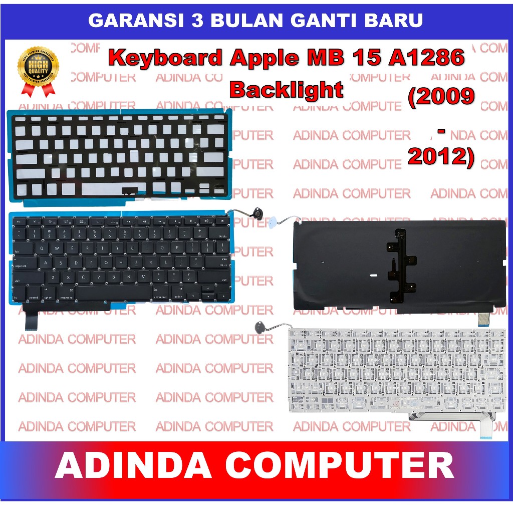 Keyboard Apple Macbook Pro 15" A1286 MC118 MB470 (2009-2012) Backlight Backlit Backlite