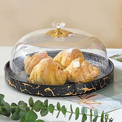 Wadah saji Kue / Marble Ceramic Cake Plate With Lid / tempat Kue Piring saji dengan tutup / Piring k