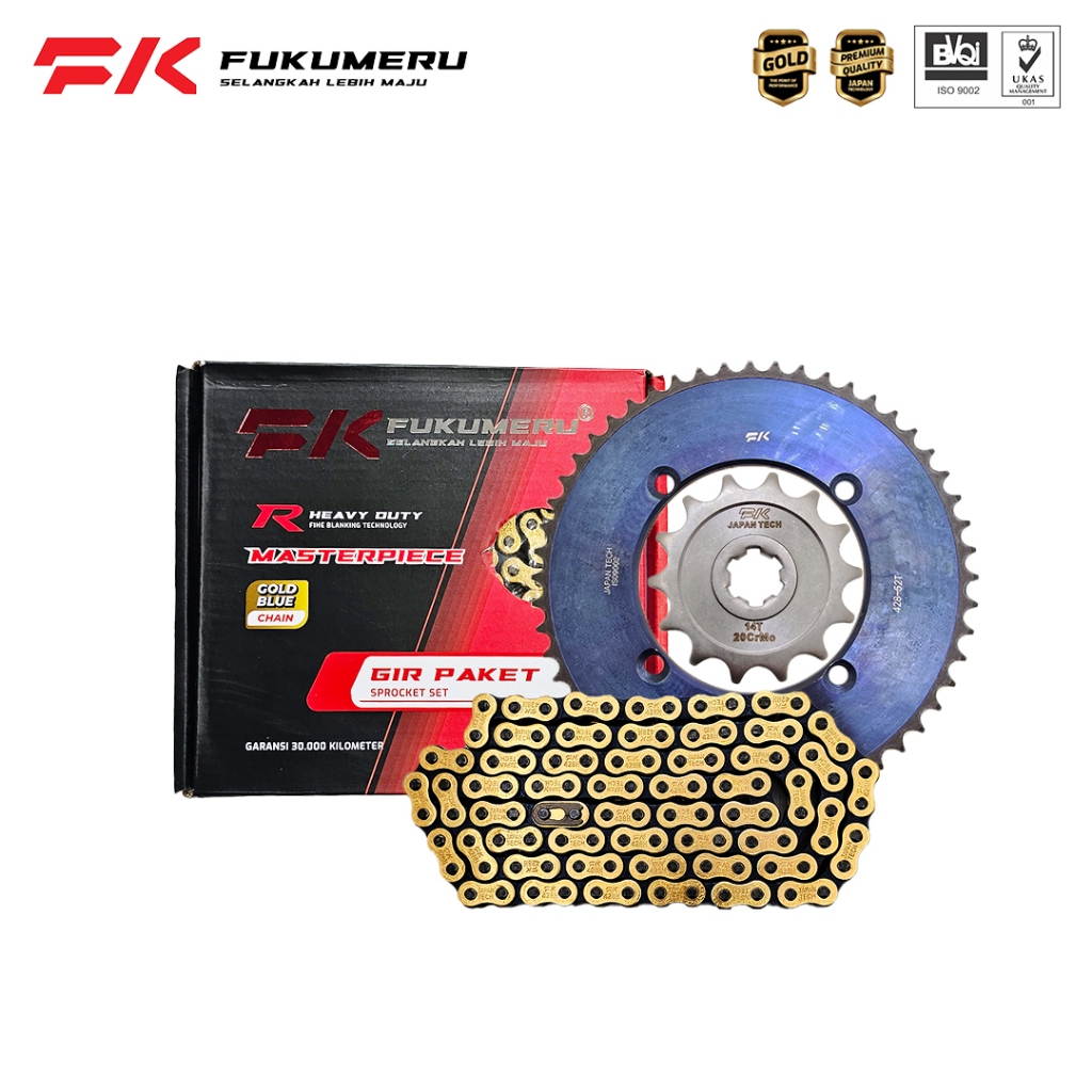FUKUMERU Gear Set Gir Paket KLX 150 BF  (TRAIL) Gold Blue