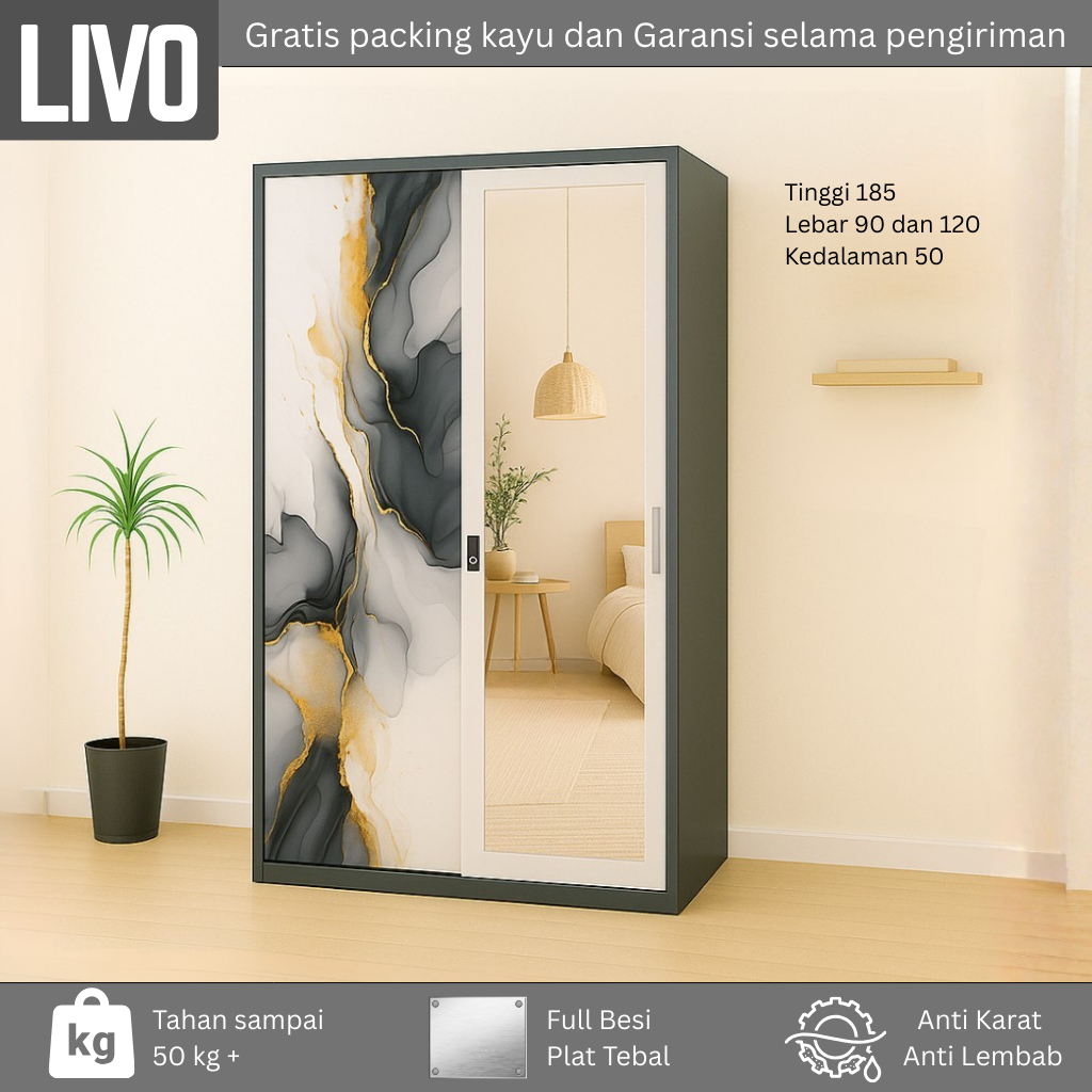 CELINE.Lemari Baju Sliding - Almari Baju sliding - Lemari Baju 2 Pintu - Lemari baju Sliding kaca
