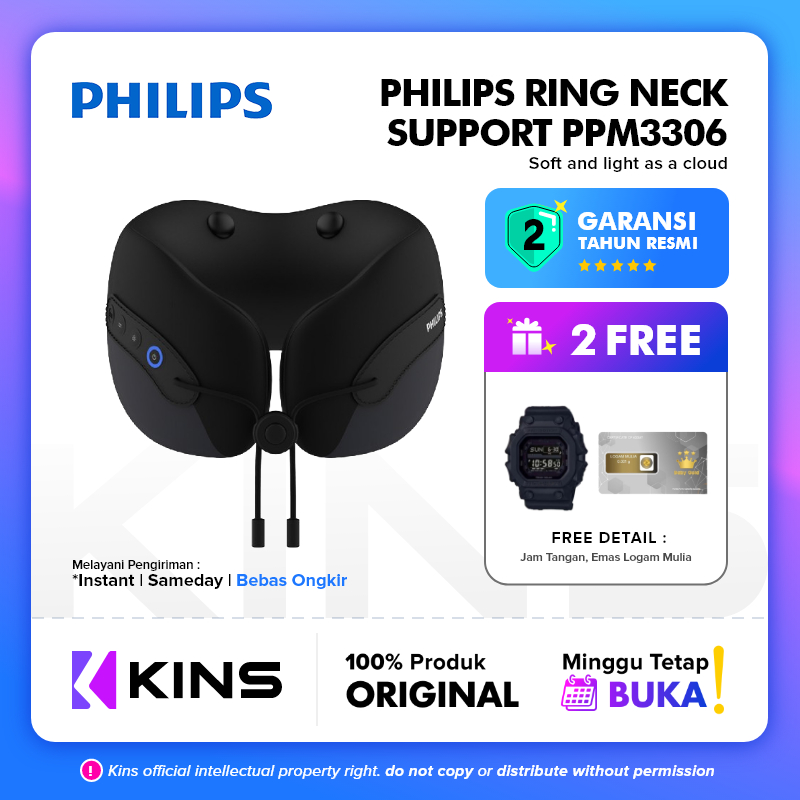 Philips PPM3306 massage Pijat Leher Punggung 360 ° Ring neck support