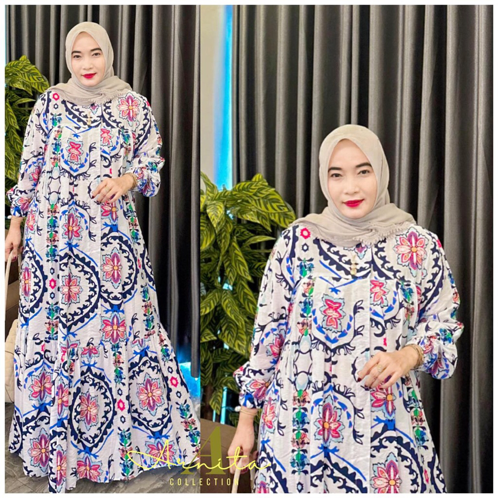 gamis katun silk / kaftan katun silk motif / kaftan gamis big size