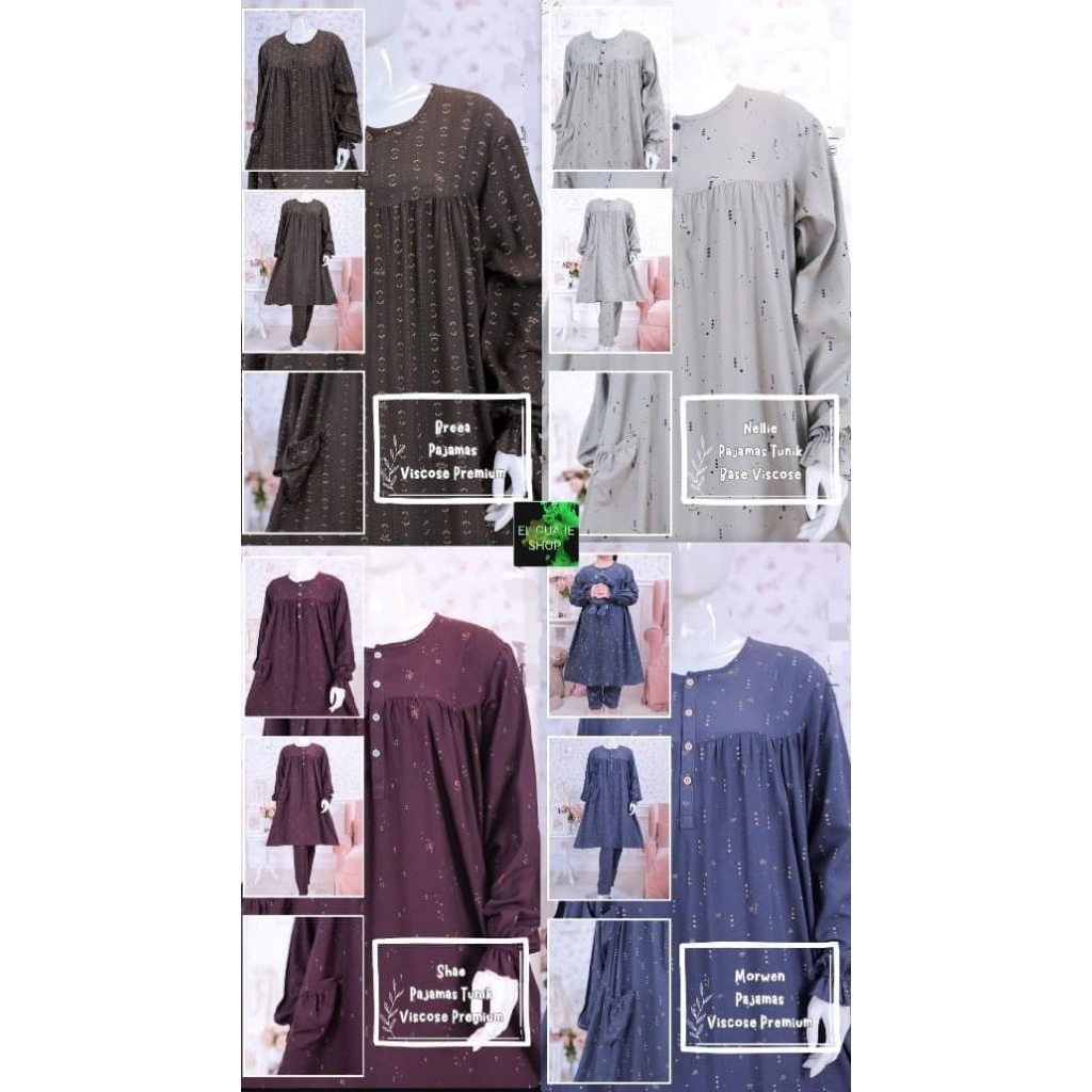 Morwen/Nellie/Shae/Breea Pajamas Tunik, Hale Denim /Telia /Vanora /Lettie Pajamas Ditsy Baju tidur l