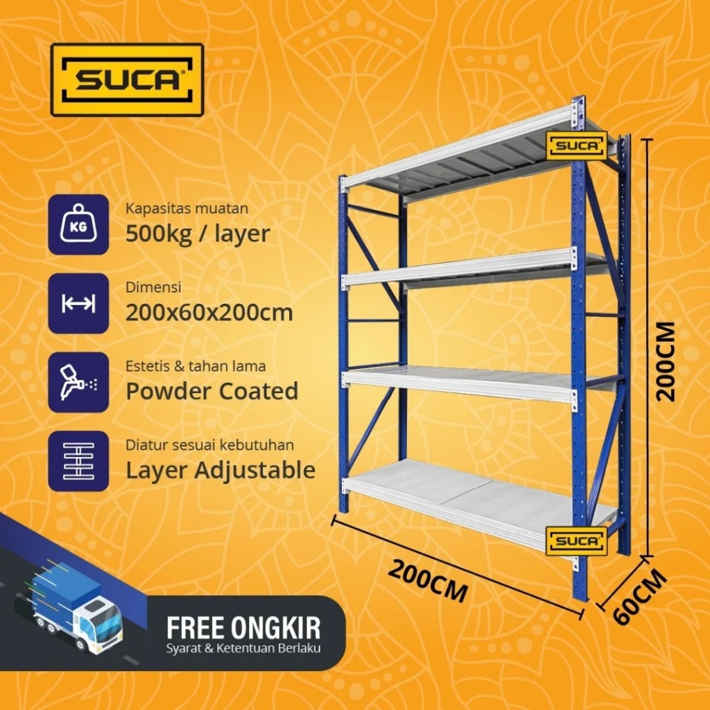 Rak Gudang SUCA Medium Duty 300 - 500 KG / Tingkat