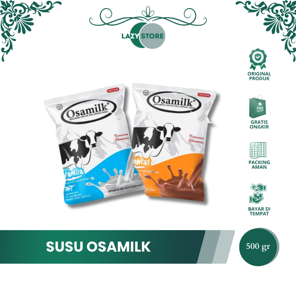 SUSU OSAMILK GEMUK BADAN - bubuk 500gr rasa vanila & coklat | penggemuk badan cepat | original 100%