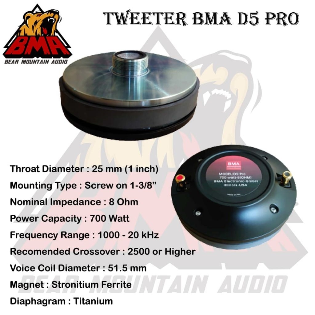 Driver Tweeter BMA D5PRO D5 PRO Model DRAT Twetter BMA D5 PRO Original VC 2 inchi 700 Watt Suara Det