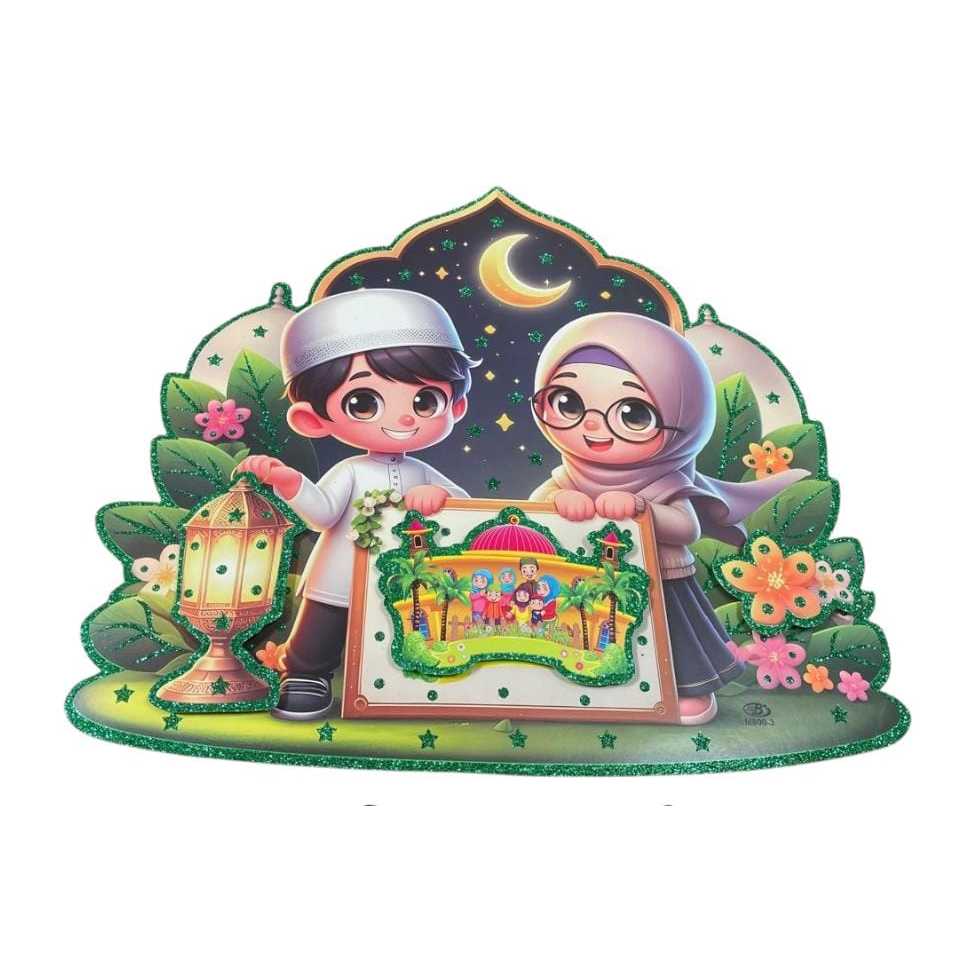 Hiasan Tempelan Lebaran Kertas Karton motif anak Idul Fitri