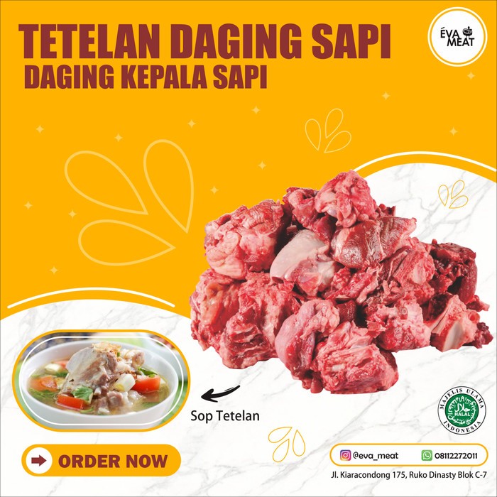 Daging Sapi Kepala | Tetelan Daging Kepala Sapi | Tetelan Daging Sapi | Headmeat | 250 Gr