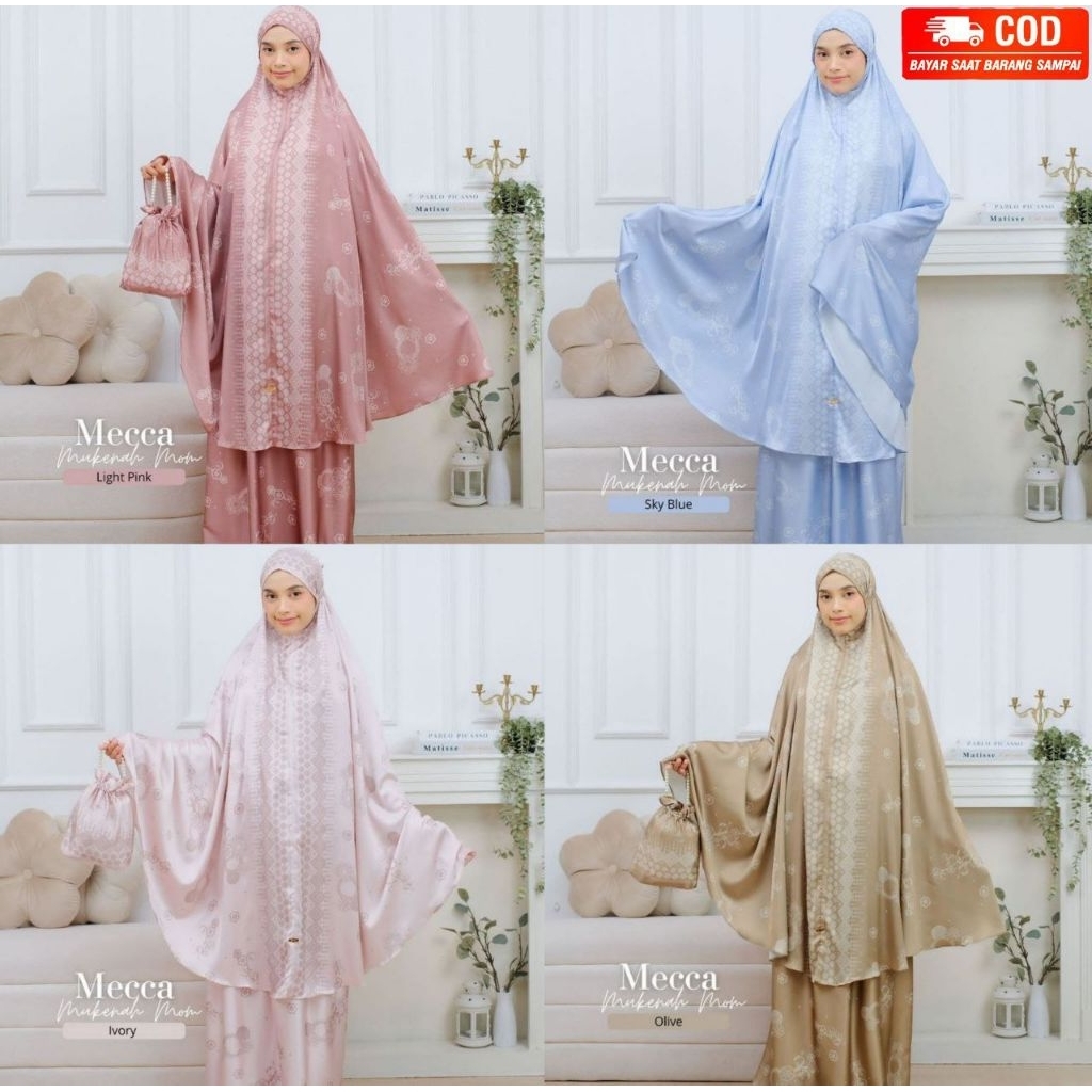 MUKENA SILK MOTIF  BY UNA FASHION MUKENA LEBARAN MODEL 2IN1 PONCO RESLETING RUKUH SIZE REMAJA - DEWA