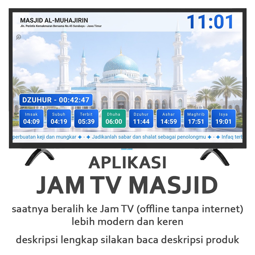 Aplikasi Jam TV Masjid Modern v26.0218 - Jam Masjid TV Android Offline Tanpa Internet