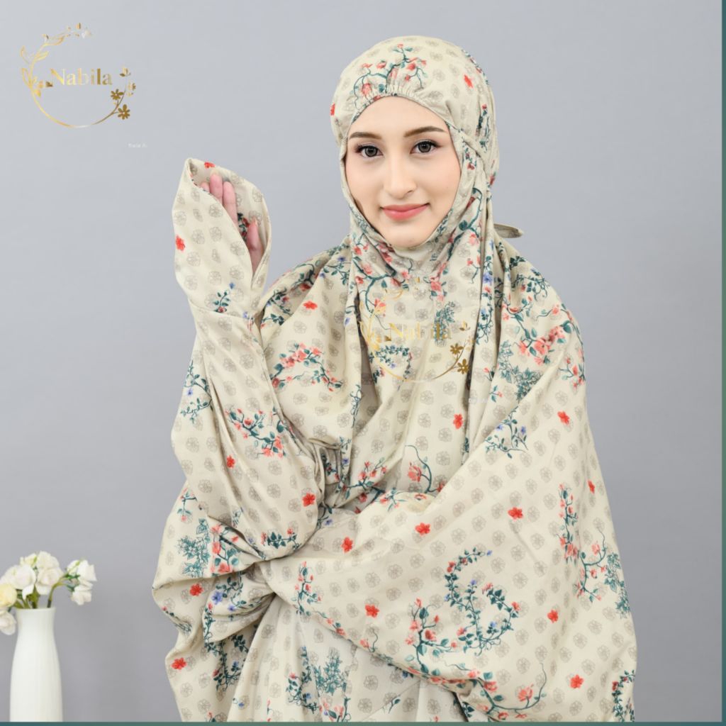 Mukena Terusan Dewasa Terbaru Motif  Bunga Sakura