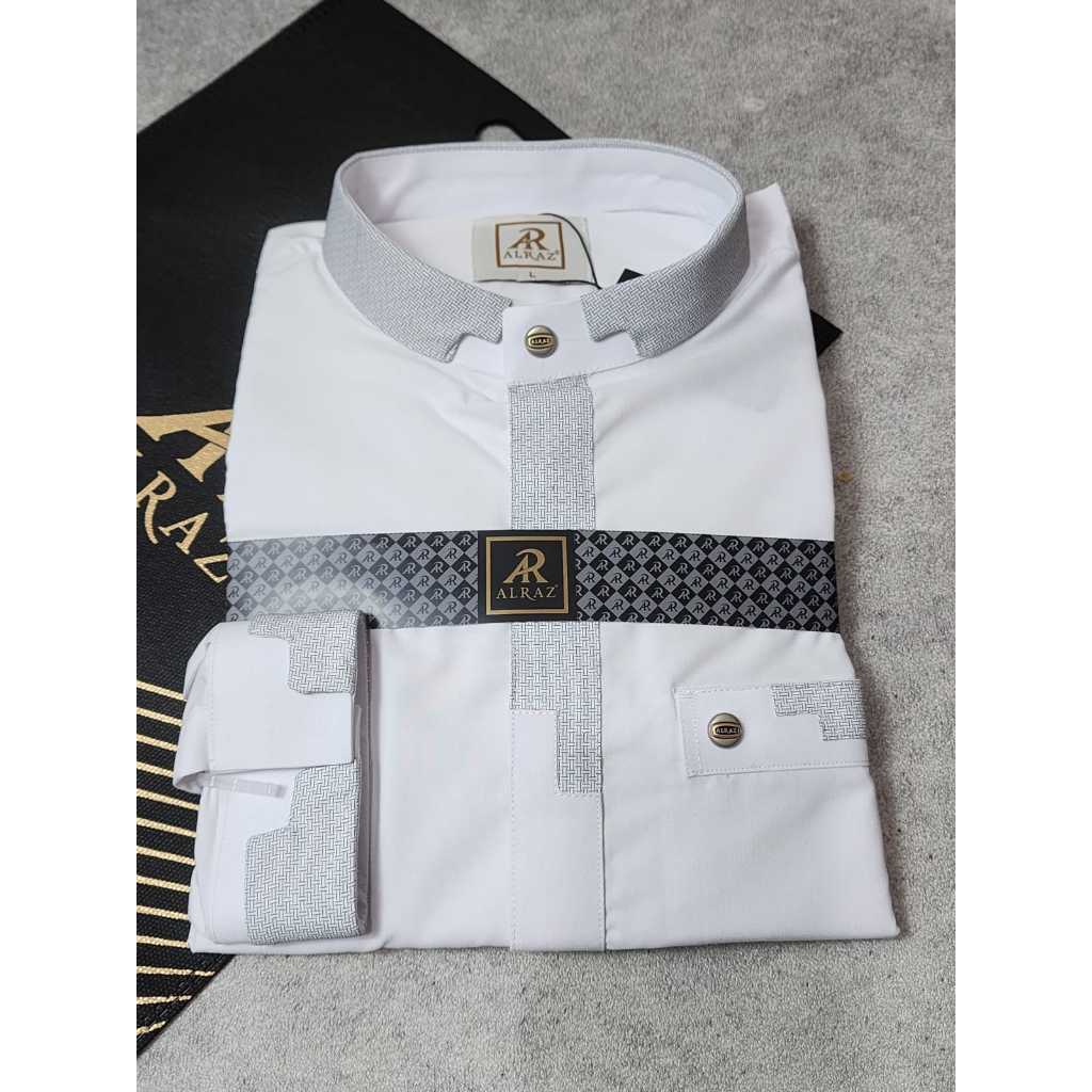 Baju koko alraz  putih - kemko pria Alraz lengan panjang Katun