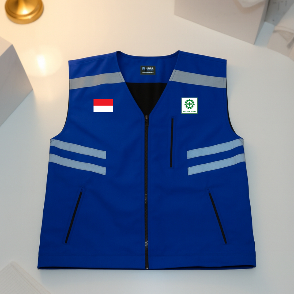 Rompi Safety Drill Biru Dongker All Size - Rompi Pria Motor - Rompi Keselamatan pria wanita unisex