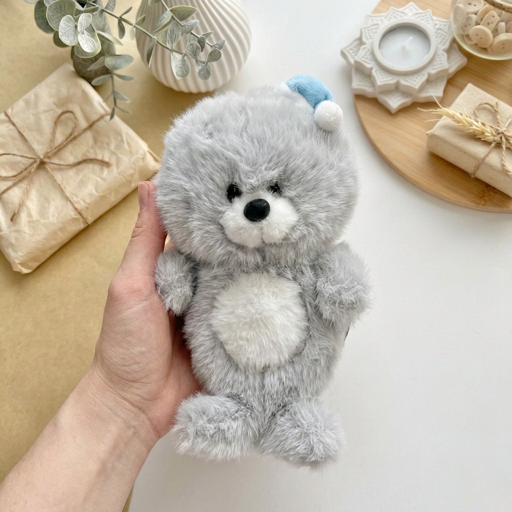 Pink Ocean Mainan Boneka Anjing Laut Seal Abu Tas Penguin Topi Kerucut Biru