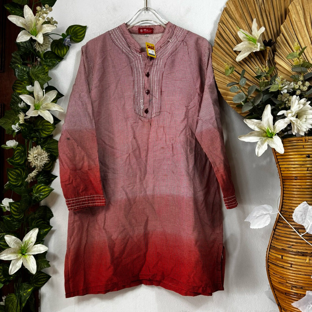 Tunik Kotak Merah Katun