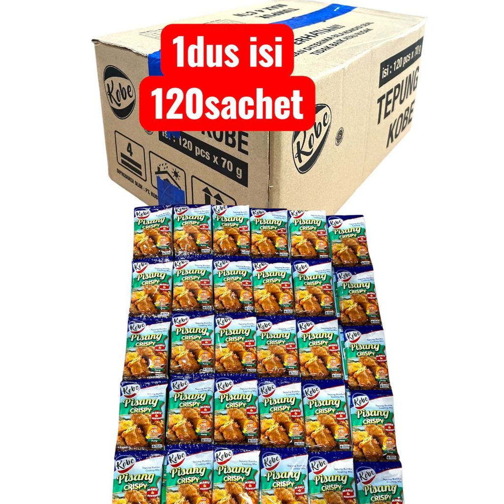 1 Dus Kobe Tepung Bumbu Pisang Crispy 70gr paket 12 Renteng 120 Sachet