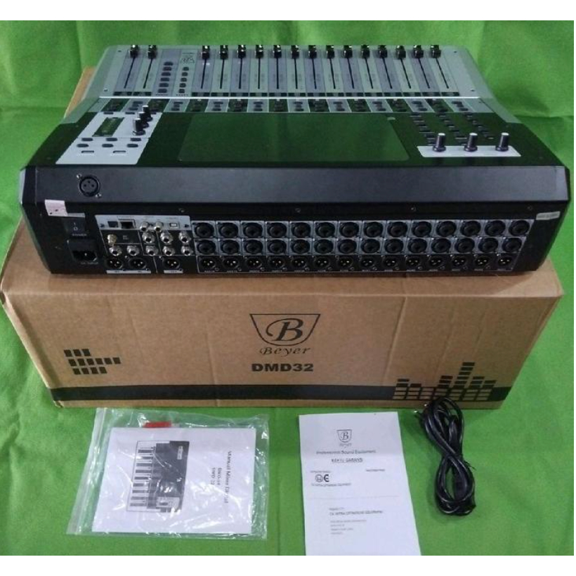 (FREE PAKING KAYU) Mixer Audio Digital Beyer DMD32 / DMD-32 Hitam Perak Layar LCD Dengan Banyak Fader Dan Tombol