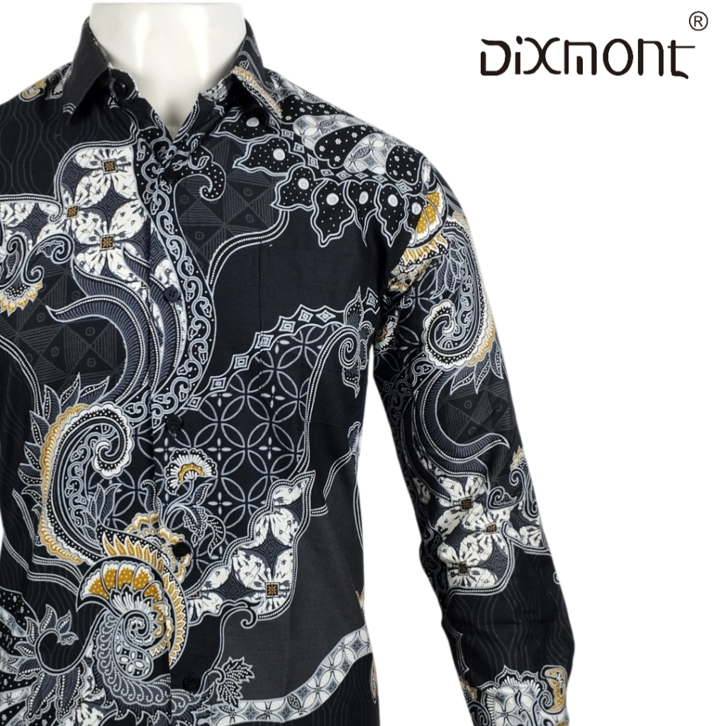 Dixmont Kemeja Batik Pria Basic Formal Lengan Panjang Hem BL00426