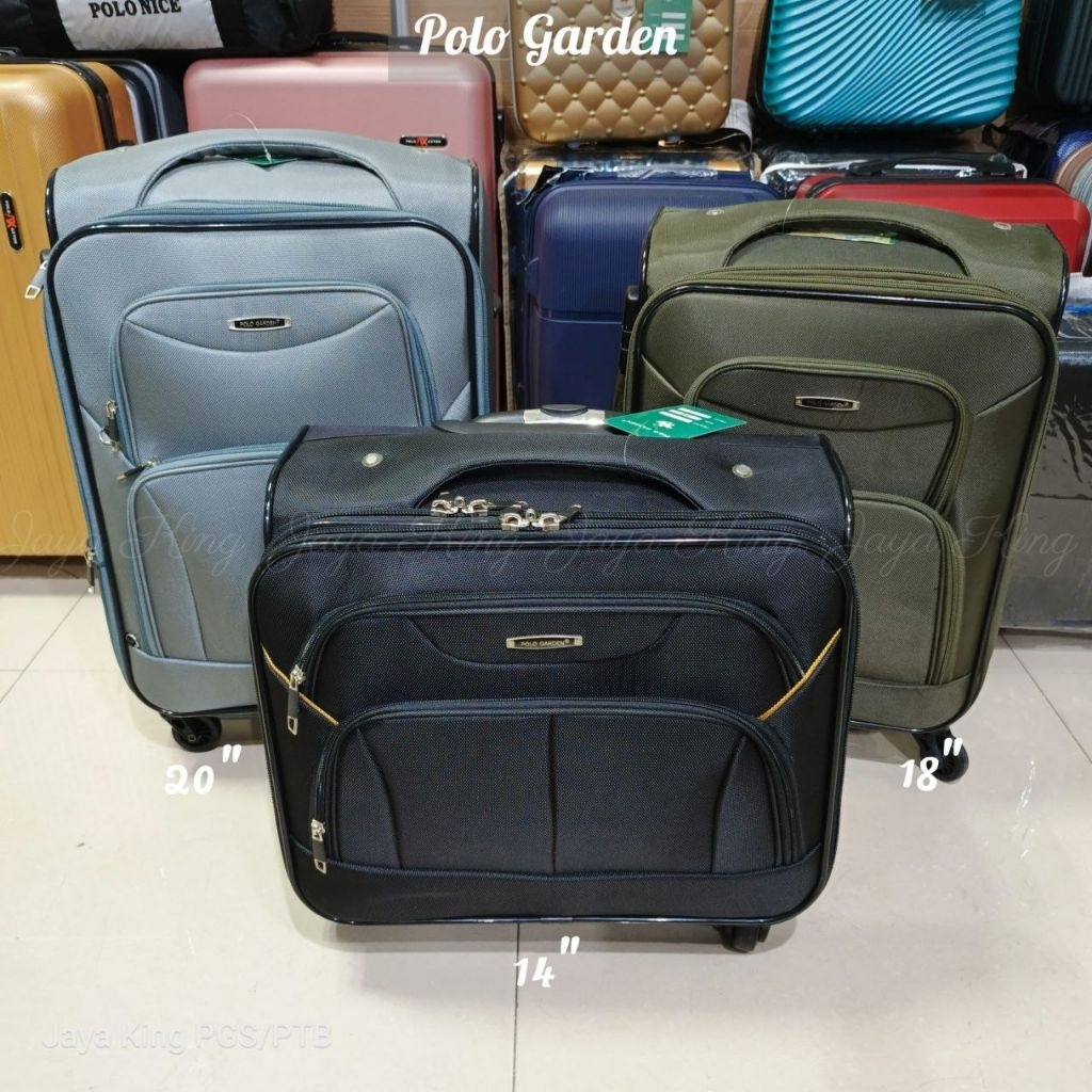 Koper Kain Roda 4 Polo Garden Bahan Kanvas Tebal Uk Kabin Bagasi 16 18 20 22 24 26 Inc