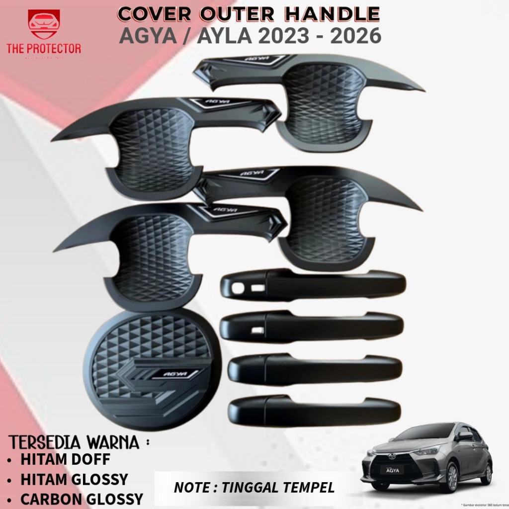 Paket Cover Handle Outer AGYA AYLA 2023 2026 Hitam Carbon Hitam Glossy Aksesoris Mobil