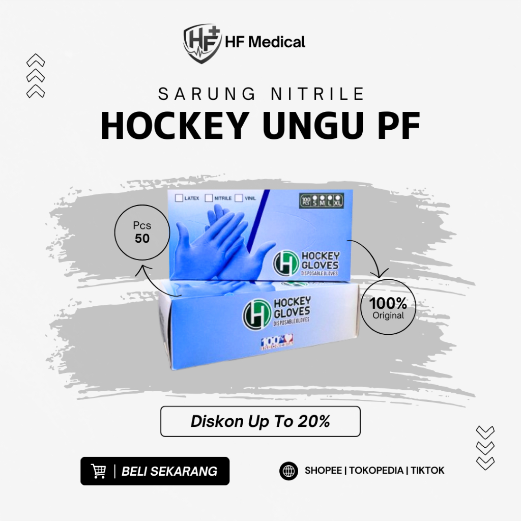 Hockey Nitrile Gloves Ungu Powder Free 50 Pcs – Disposable Gloves