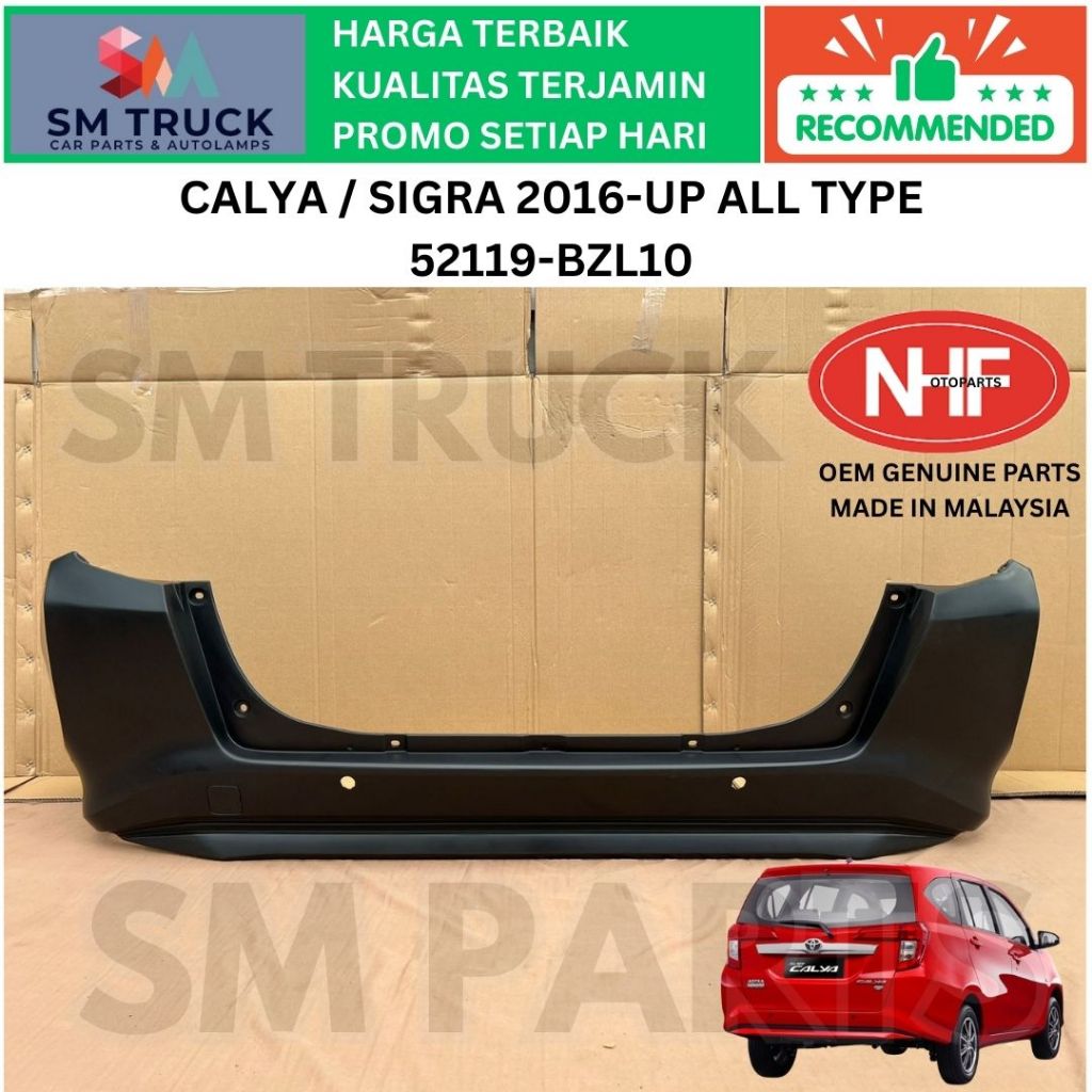 52159-BZF10 BUMPER BEMPER BELAKANG CALYA SIGRA 2016 2017 2018 2019 2020 2021 2022 2023 2024 BARU OEM